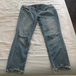 Distressed Free People Capri jeans